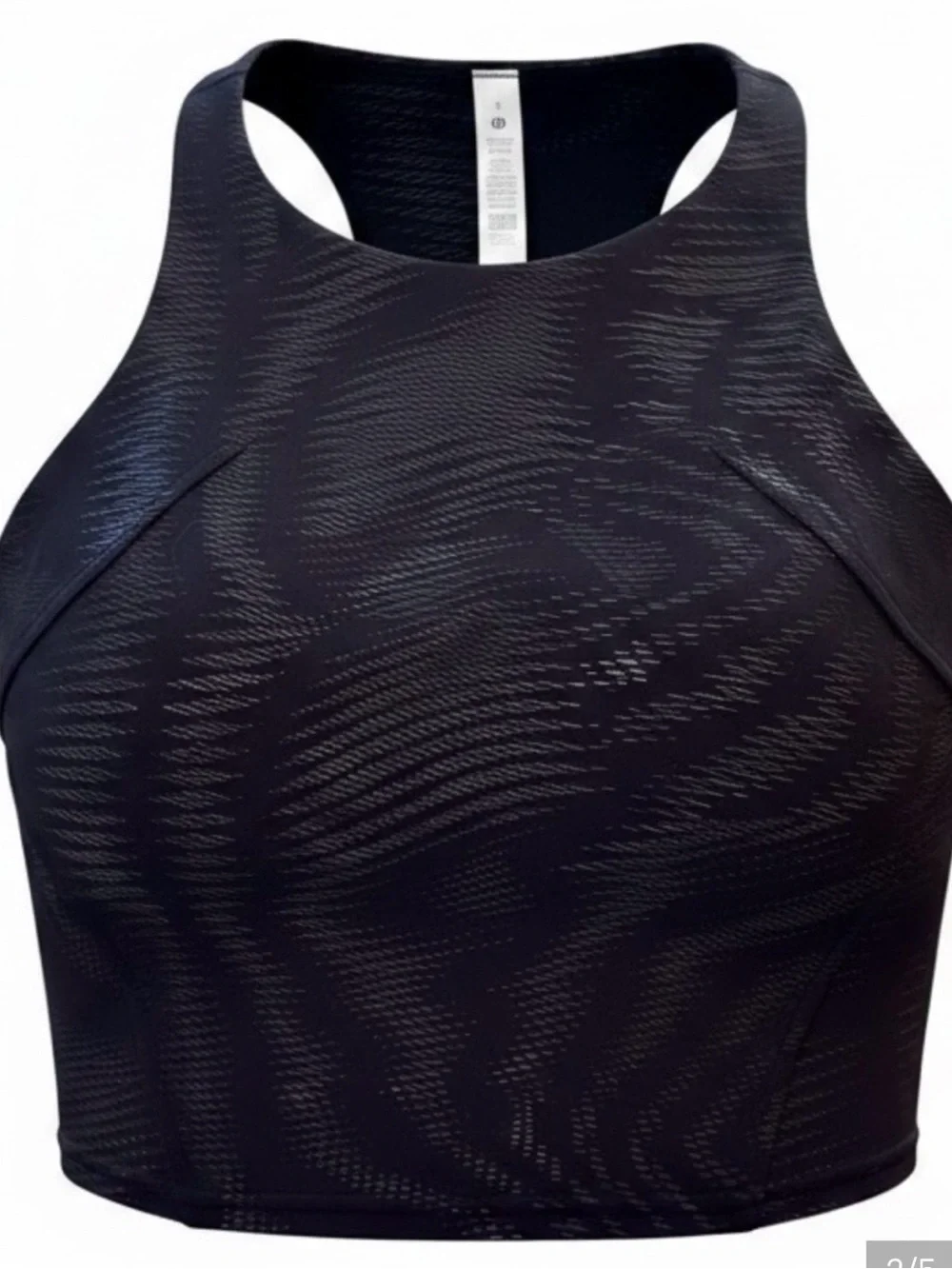 lululemon athletica Black Patterned Cropped Tank Top